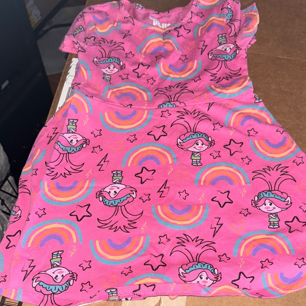Dreamworks Pink Dress with Rainbow and TROLLS Design